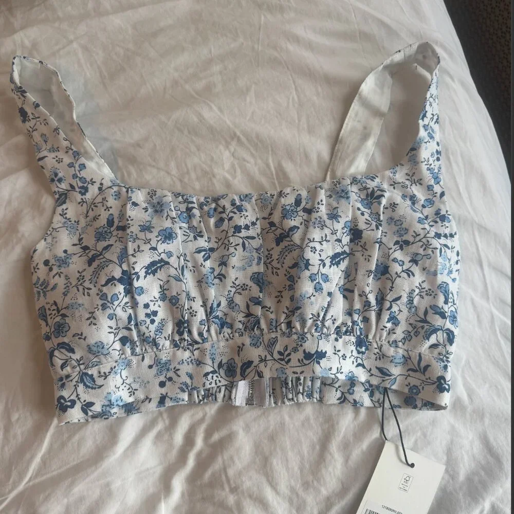 Reformation Shannon Linen Two Piece in Color Nile - Size 2 - Picture 2 of 7